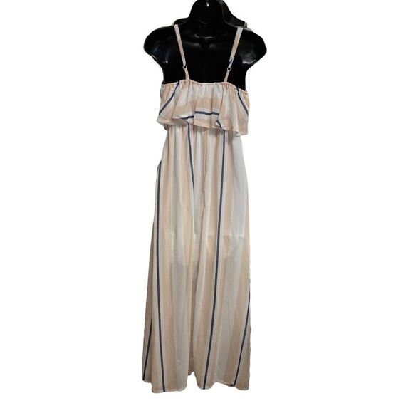 VYNCS Popular, Women’s Maxi Dress, cream, white and blue‎ striped, Size Medium - Picture 3 of 8